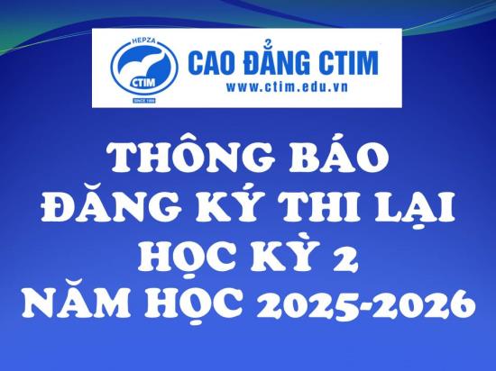 Thông báo đăng ký thi lại học kỳ 2 năm học 2025-2026